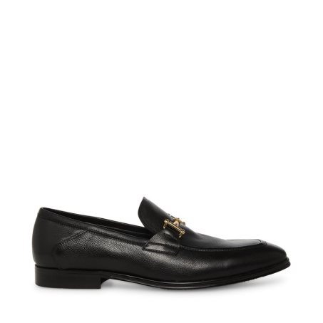 Black Steve Madden Archee Leather Men's Loafers | PH 3718KCL